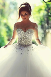 Luxurious Long Sleeves Princess Wedding Dresses with Glitter-27dress